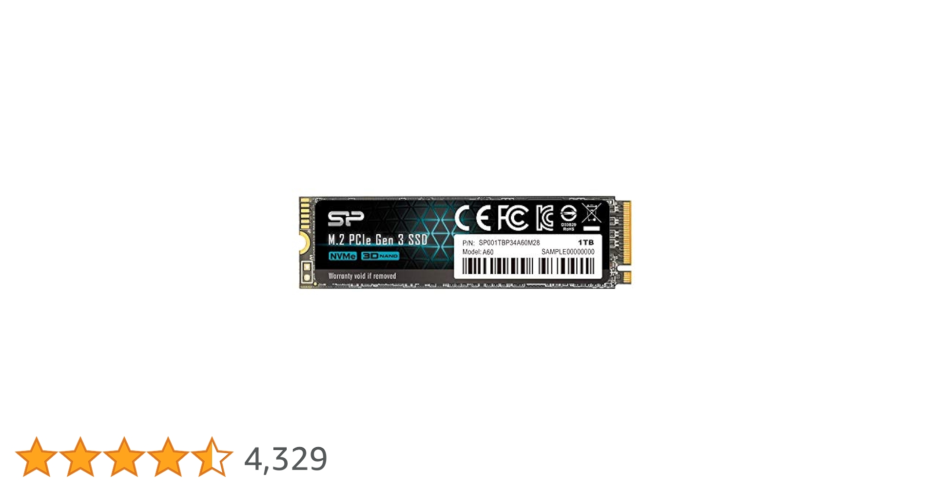 内蔵型SSD SiliconPoiwer A60 SP001TBP34A60M28 Silicon Power シリコンパワー SSD 1TB 3D NAND採用 M.2 nvme